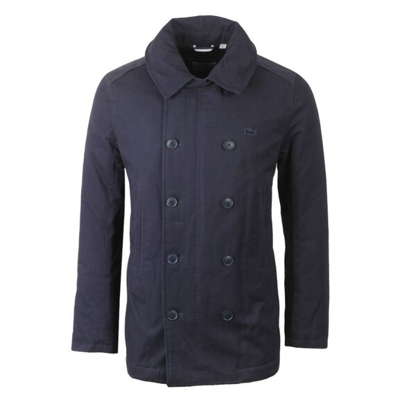 Lacoste Mens Blue Repellant Over CoatZip Away Hood BH1525 XL